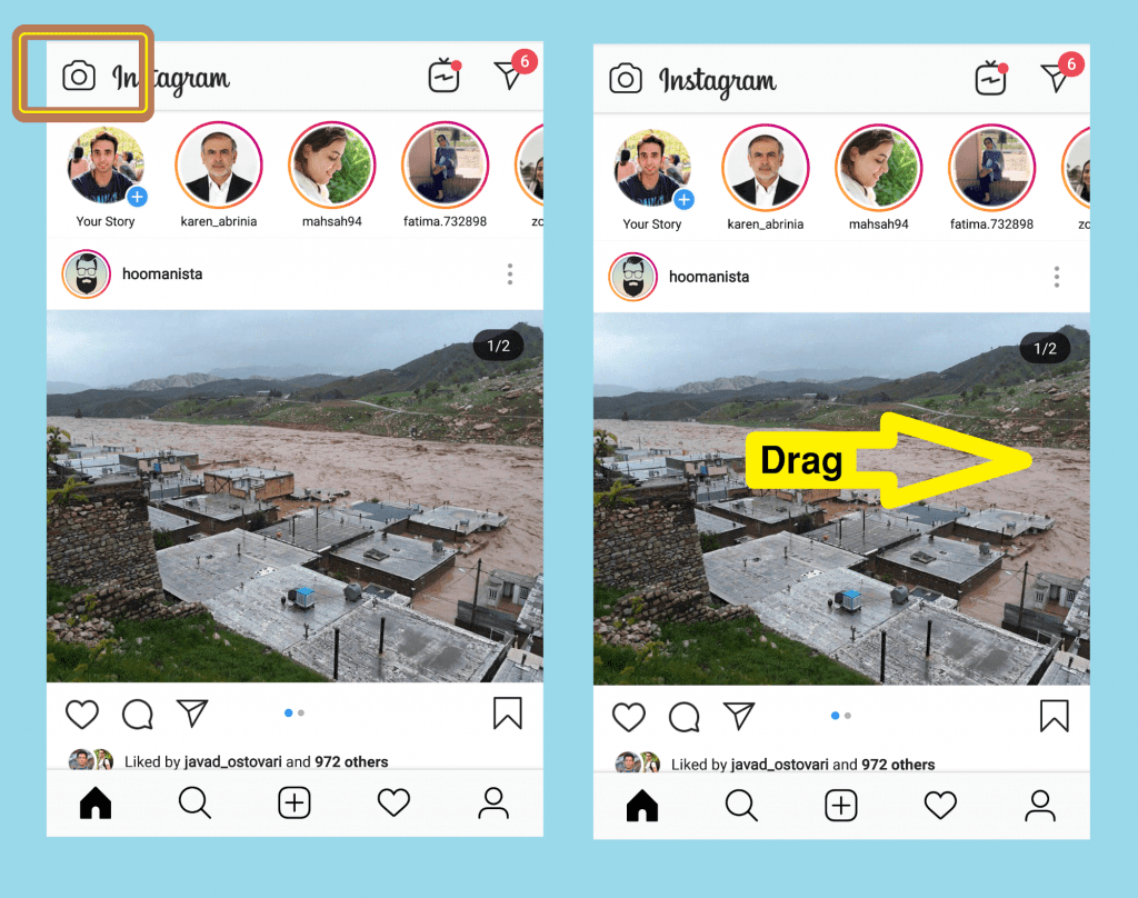 how to add camera roll to Instagram story