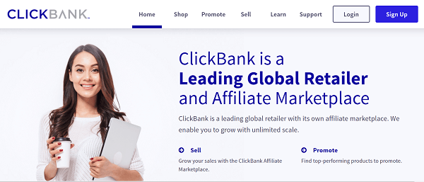 Clickbank homepage