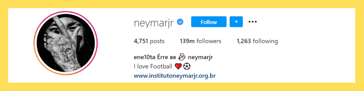 most followed Instagram accounts: Neymar