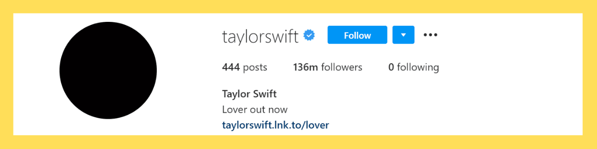 Taylor Swift Instagram page