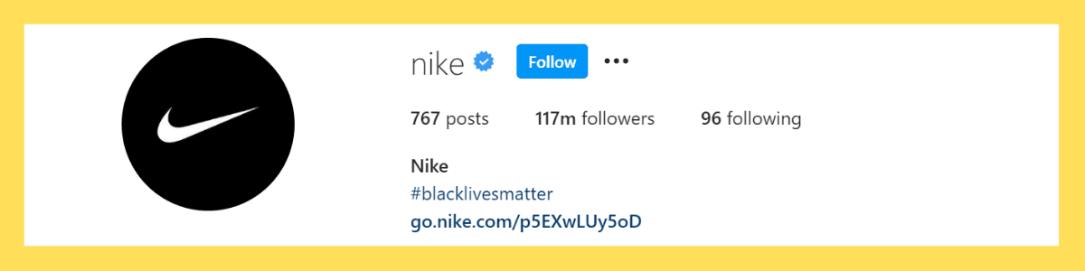 Nike Instagram page