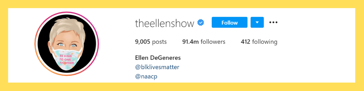 most followed Instagram accounts: The Ellen Show