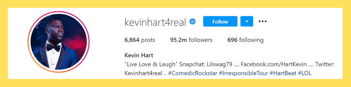Kevin hart Instagram account