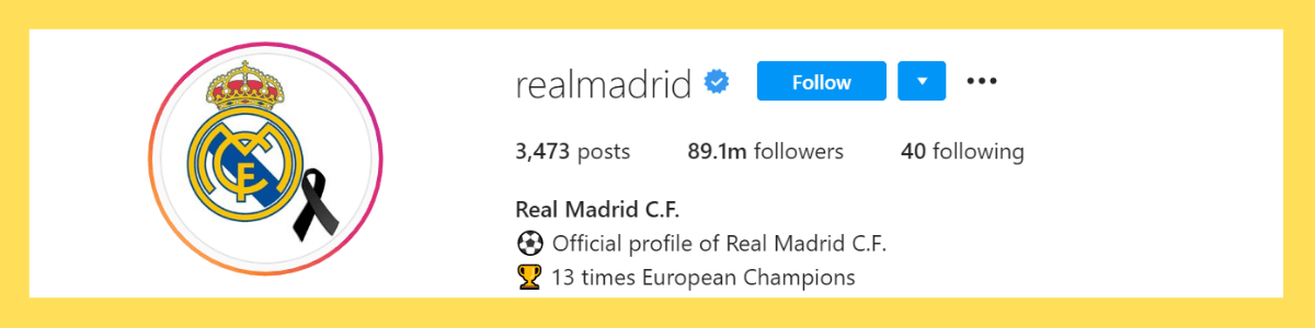 most followed Instagram accounts: real madrid