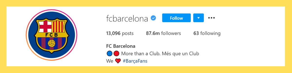 FC barcelona Instagram page