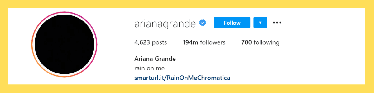 Ariana Grande Instagram page