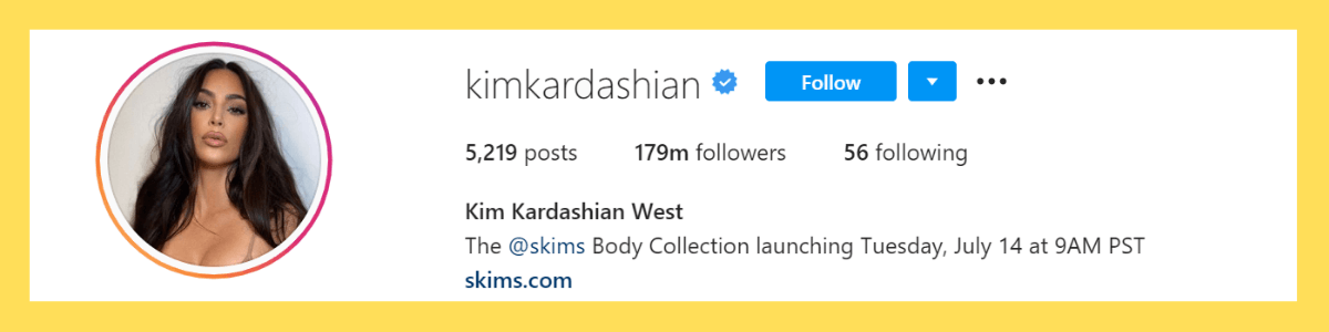 Kim Kardashian Instagram page