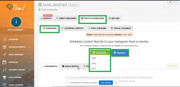 Instagram scheduler