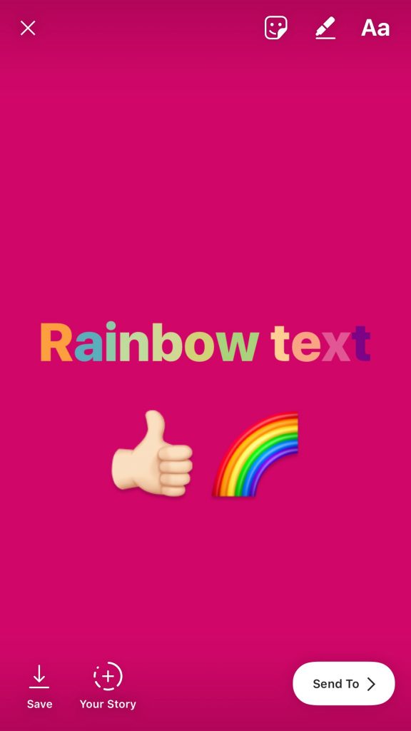 use rainbow text in your Instagram stories