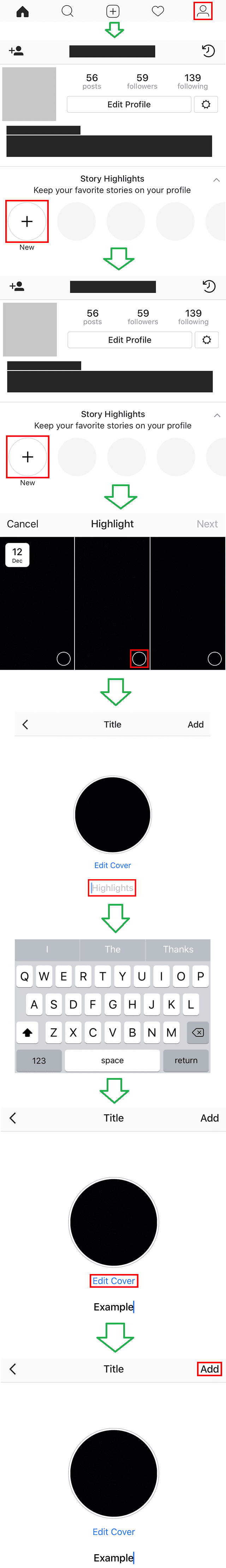 create instagram story highlights step1