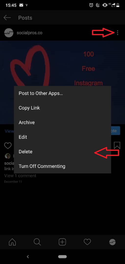 Delete an Instagram Post