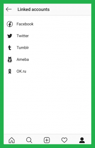 Linked accounts on Instagram setting