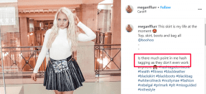 Instagram post about complaining about using hashtags