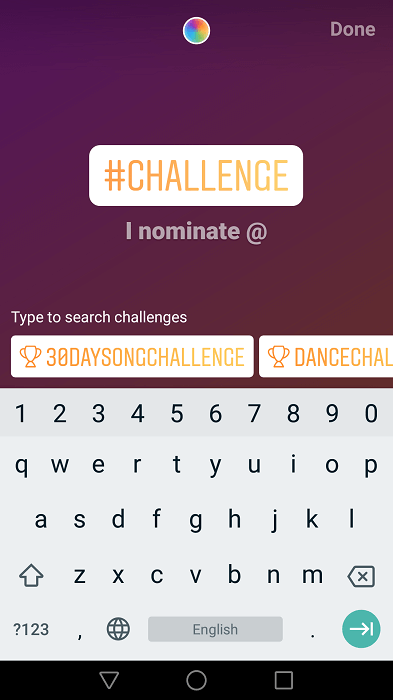 Instagram challenge sticker