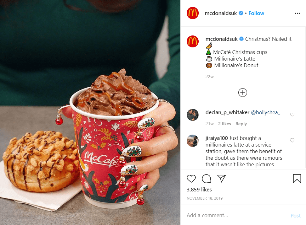 Instagram holiday post of mcdonalds