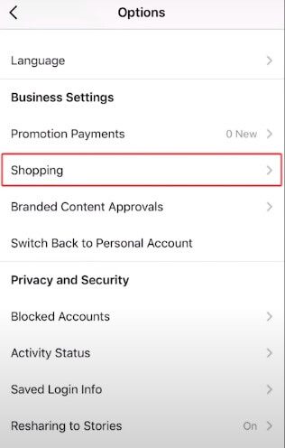set up instagram shoppable on IG settings