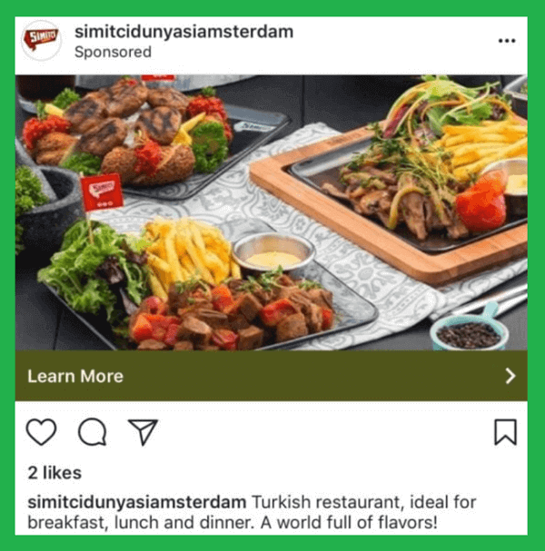 Restaurant ads on Instagram
