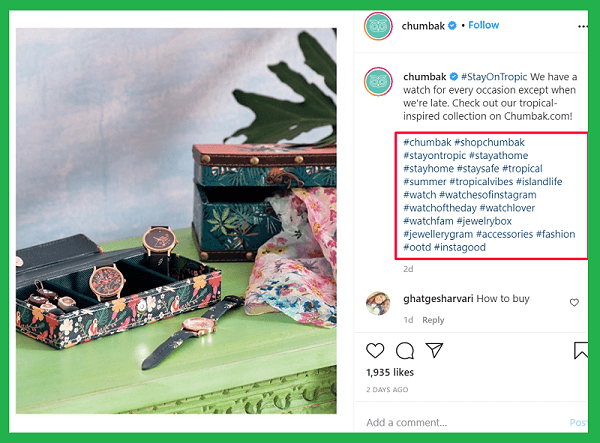 using hashtags on Instagram post by @chumbak