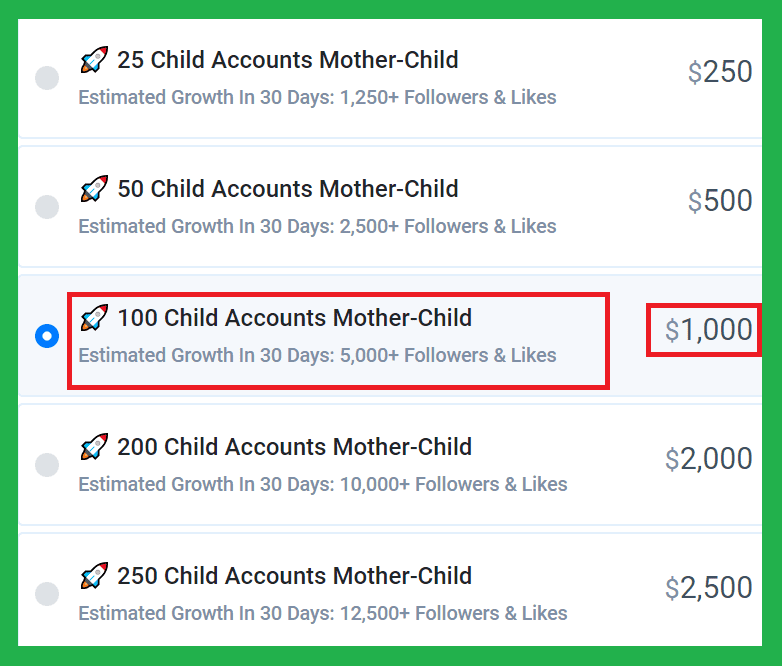 Instagram growth service mother child example