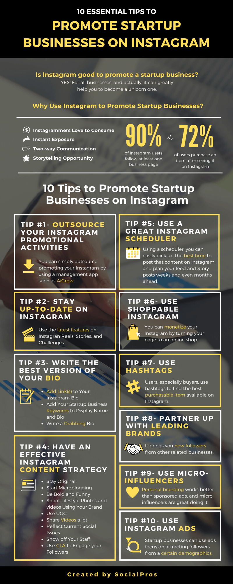 Infographic for Promoting Startup Business on Instagram with 10 tips