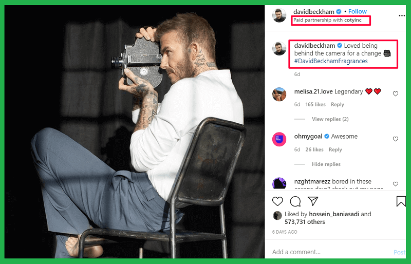 David beckham making money on Instagram with his sponsored photos