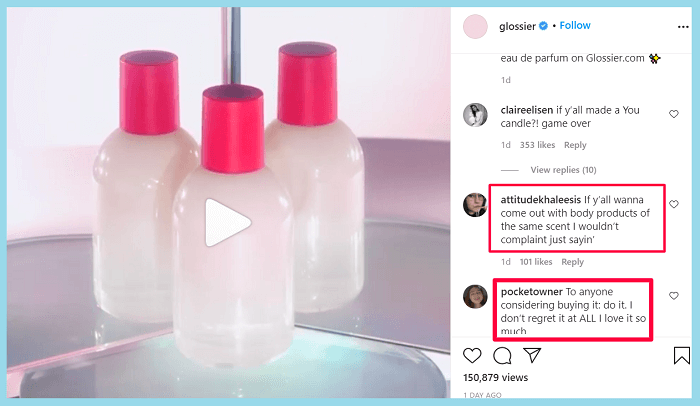 Glossier Instagram Post and brand awareness campaign for Instagram