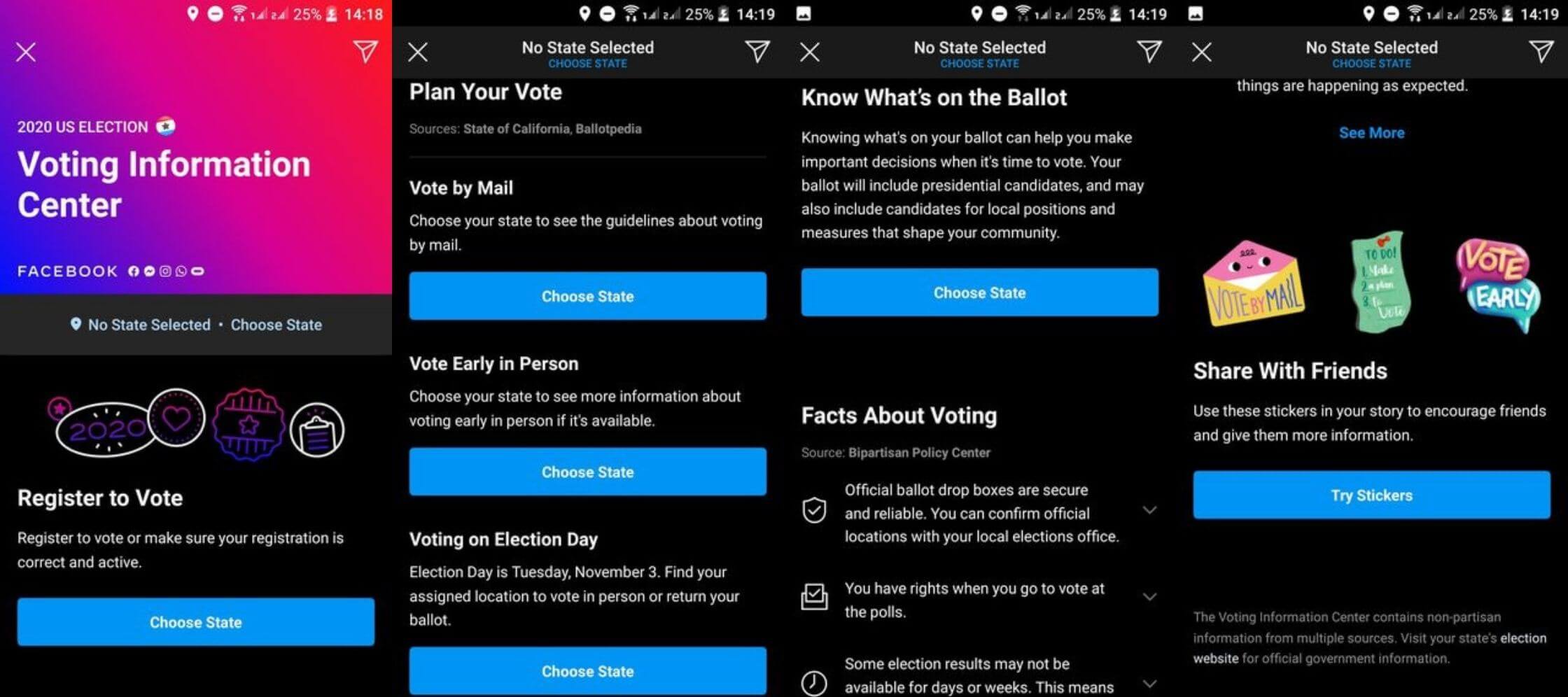 Instagram voting information center