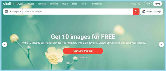 Shutterstock homepage
