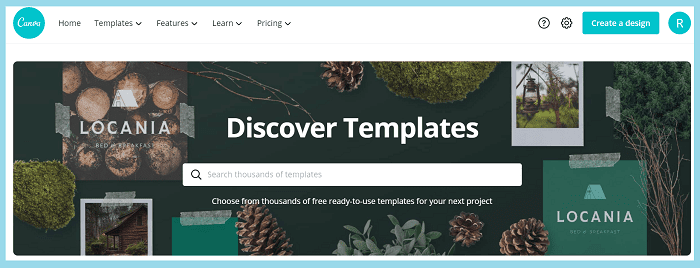 canva home page