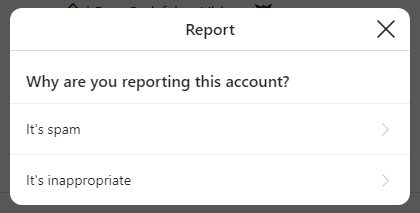 Report inappropriate or spam accounts