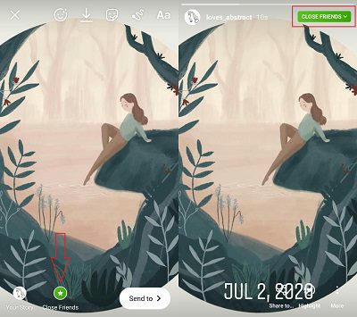 Instagram stories for close friends