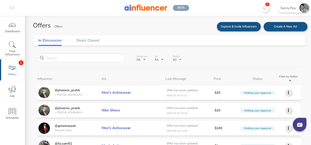 influencer marketing with Ainfluencer