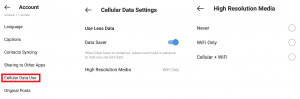 Instagram cellular Setting