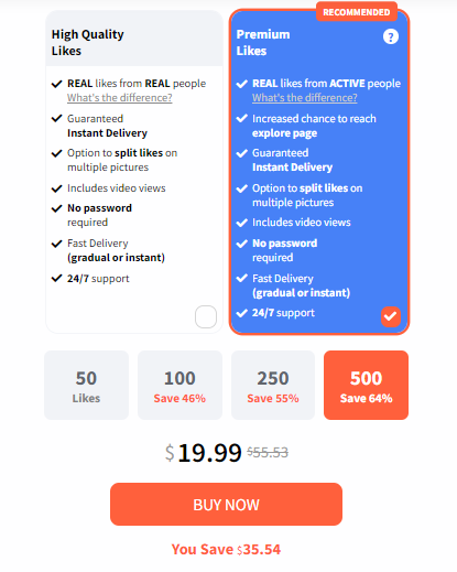 Buzzoid pricing for likes