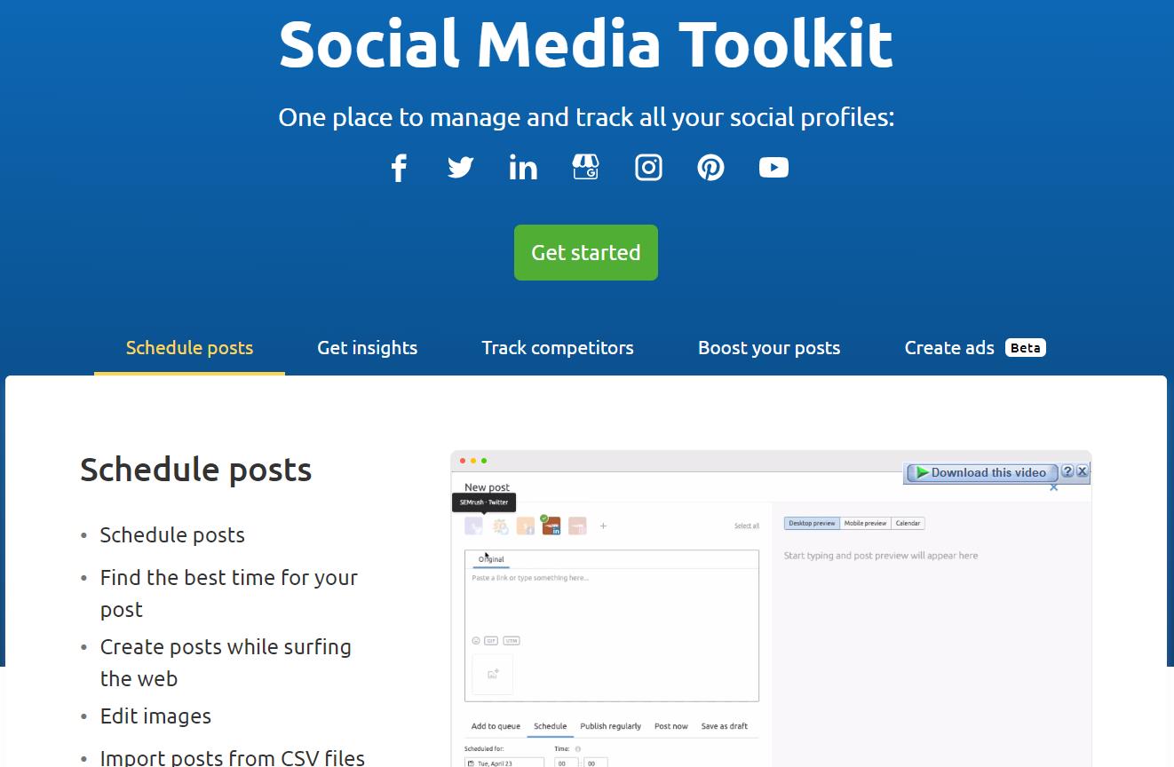 Using Semrush's Social Media Toolkit you can schedule Instagram posts.