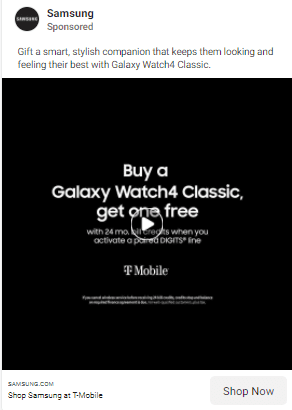 Facebook ad examples Samsung