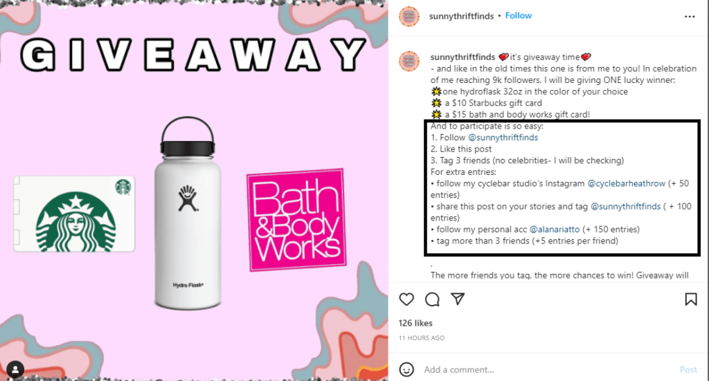 Instagram giveaway rules