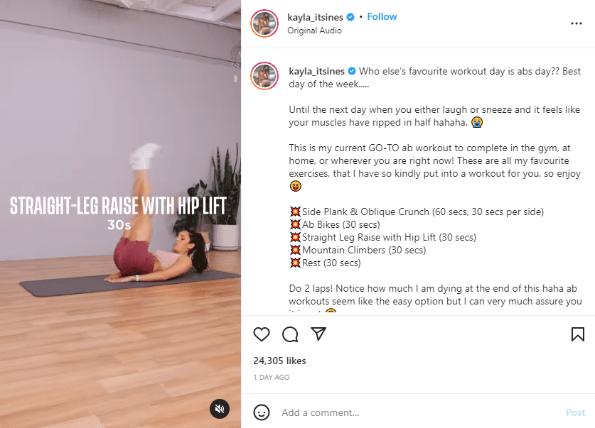 Instagram fitness models Kayla itsines