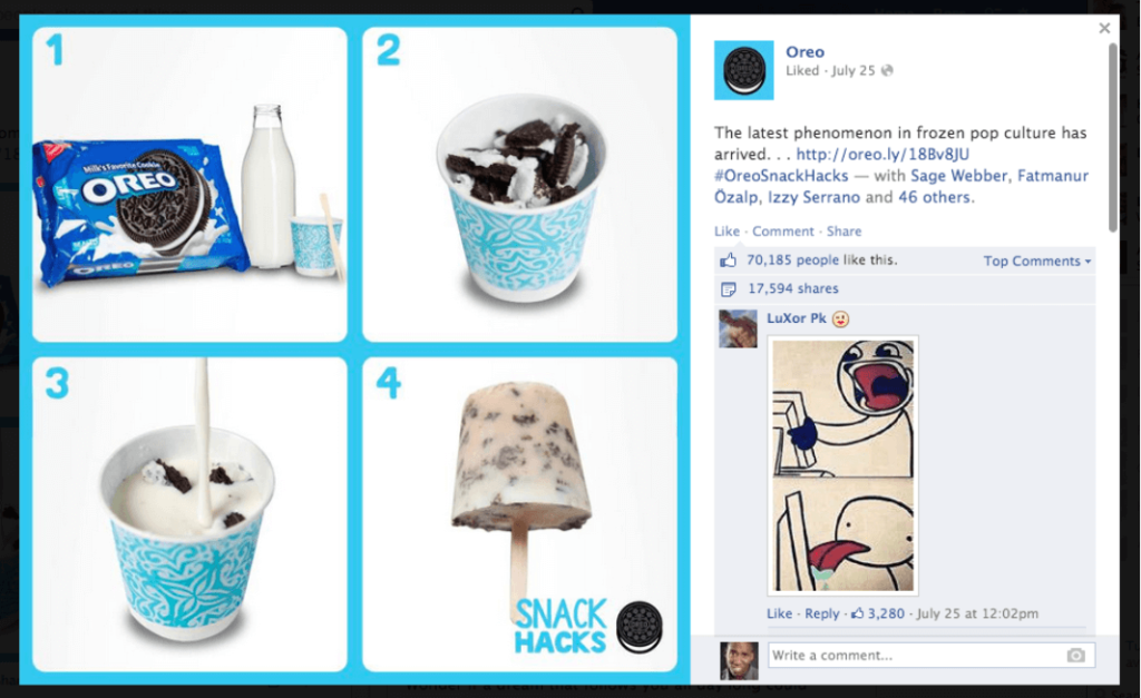DIY Recipe by Oreo is among the Best Facebook Viral Posts. 
