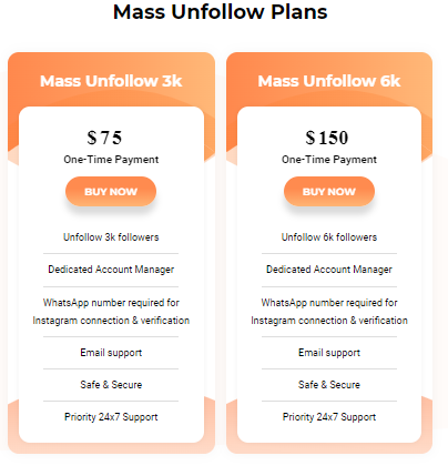 AiGrow's mass unfollow packages