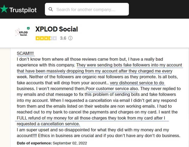 Xplod social reviews on Trustpilot