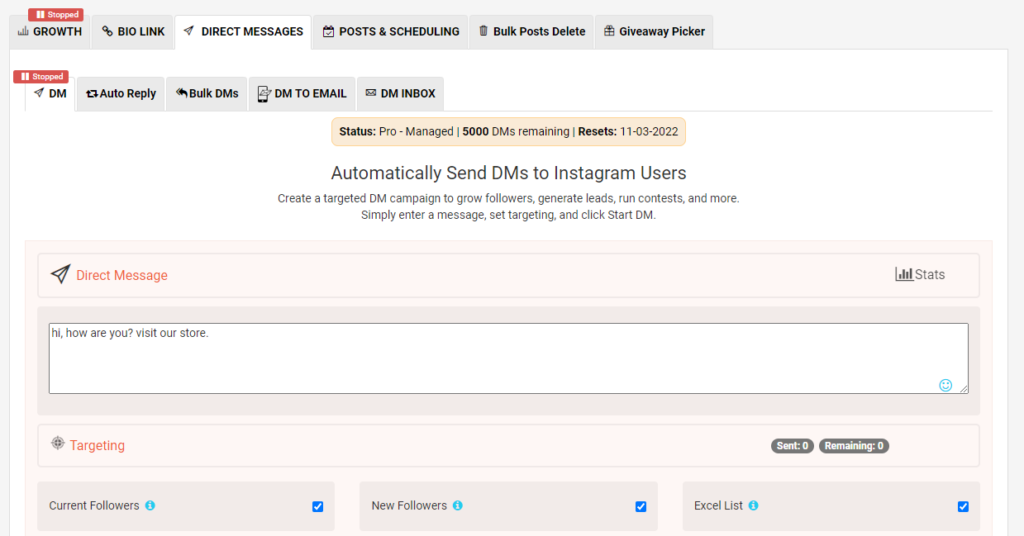 AI Grow mass DM tool