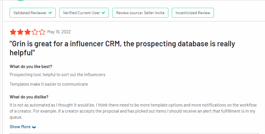 Grin influencer marketplace review 