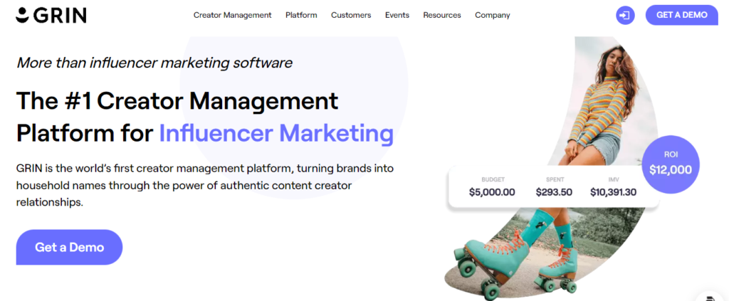 Grin Influencer Marketplace Dashboard 