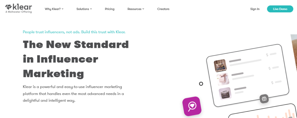 Klear Influencer Marketplace Dashboard