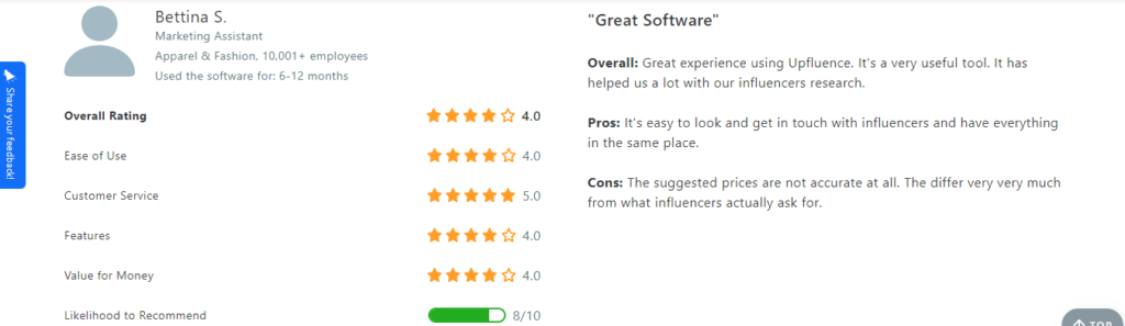 Upfluence Reviews on Capterra 