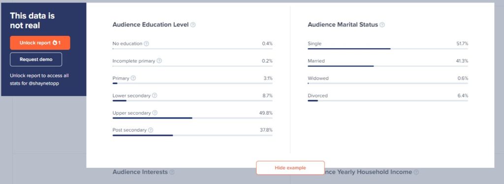 Audience education level by Hype Audit