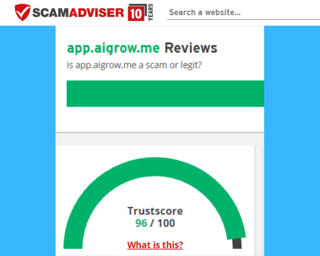 AI Grow Scamadviser score