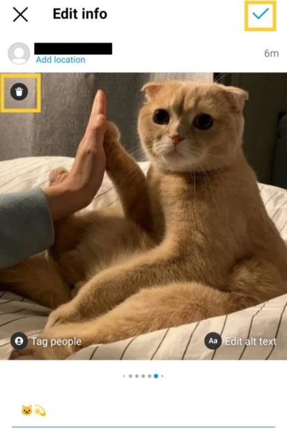 Delete one photo from the Instagram post