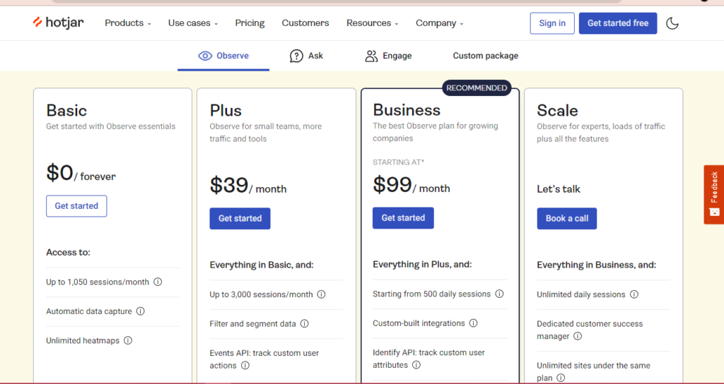 Hotjar Pricing